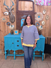 Load image into Gallery viewer, Oversized Stripe Casual Knit Top- Blue/Cream
