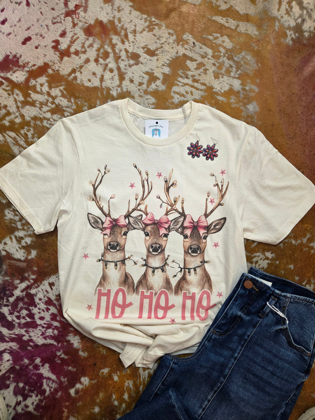 Ho Ho Ho Reindeer Bling Tee