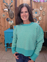 Load image into Gallery viewer, Geometric Check Sweater-Sea Foam
