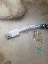 Load image into Gallery viewer, Silver and Turq Colored Phone Charger
