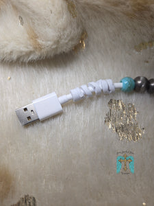 Silver and Turq Colored Phone Charger