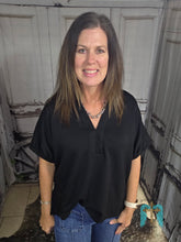 Load image into Gallery viewer, Dolman Sleeve V-Neck Top-Black

