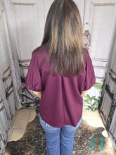 Load image into Gallery viewer, Dolman Sleeve V-Neck Top-Burgundy
