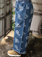 Load image into Gallery viewer, Denim Paisley Wide-Leg Pants
