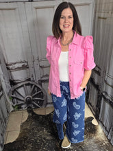 Load image into Gallery viewer, Denim Paisley Wide-Leg Pants
