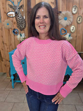 Load image into Gallery viewer, Geometric Check Sweater-Pink
