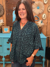 Load image into Gallery viewer, Umgee Teal Leopard Whisper Top
