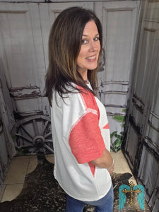 Red, White, And Blue Patchwork Star Top