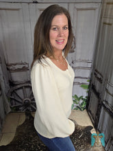 Load image into Gallery viewer, Ribbed Longsleeve Solid Top-Cream
