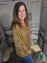 Load image into Gallery viewer, Floral Ruffle Trim Sleeved Blouse
