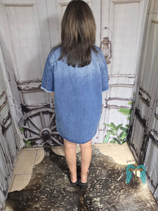 Medium Washed Denim Button Down Dress