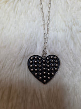 Load image into Gallery viewer, Ramblewood Studded Heart Silvertone Necklace
