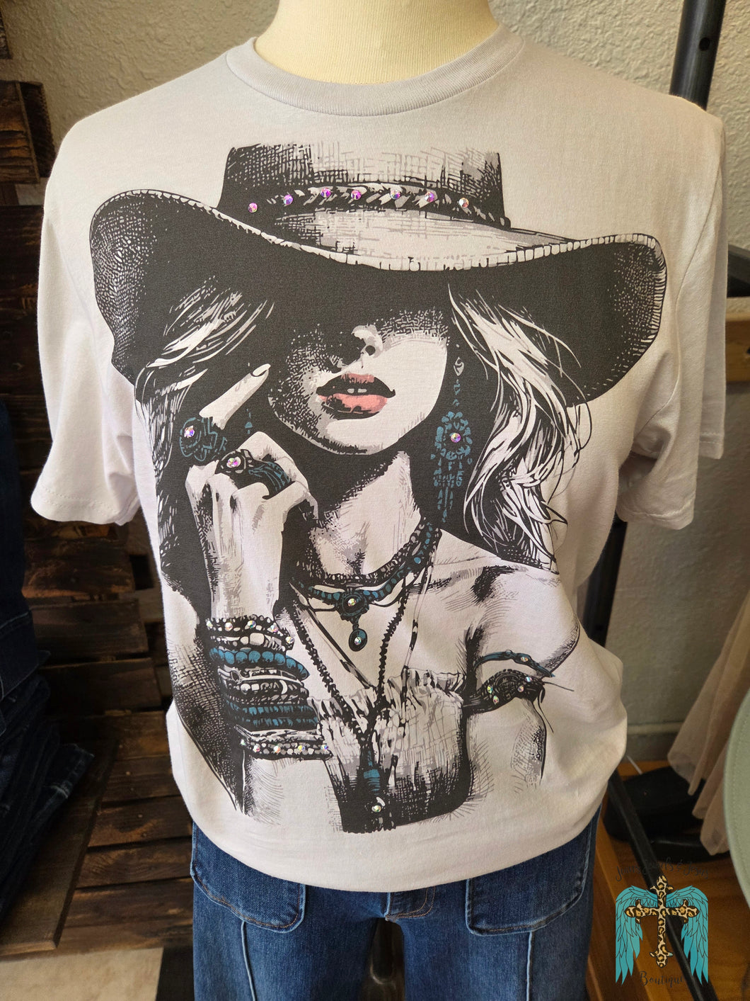 Turquoise Cowgirl Bling Tee