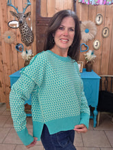 Load image into Gallery viewer, Geometric Check Sweater-Sea Foam
