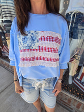 Load image into Gallery viewer, 4th Of July Patchwork Top-Light Blue
