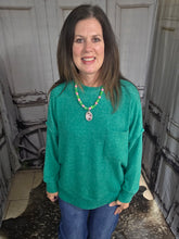 Load image into Gallery viewer, Brushed Crew Neck Sweater-Kelly Green
