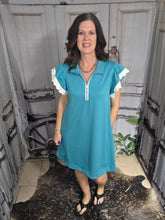 Load image into Gallery viewer, Jade Dress with Ruffled Cap Seeve
