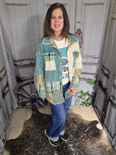 Load image into Gallery viewer, Sage Flannel Patchwork And Corduroy Shacket
