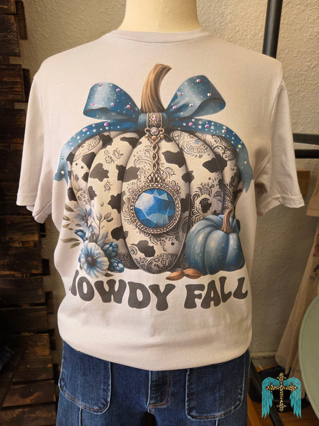 Howdy Fall Pumpkin Bling Tee