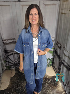 Medium Washed Denim Button Down Dress