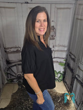 Load image into Gallery viewer, Dolman Sleeve V-Neck Top-Black
