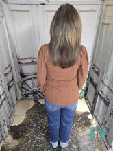 Load image into Gallery viewer, Ribbed Longsleeve Solid Top-Brown
