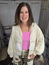 Load image into Gallery viewer, Pol Hoodie With Studs-Cream
