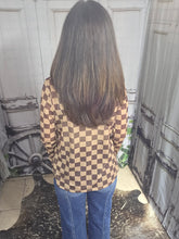 Load image into Gallery viewer, Brown Checkered Mesh Top
