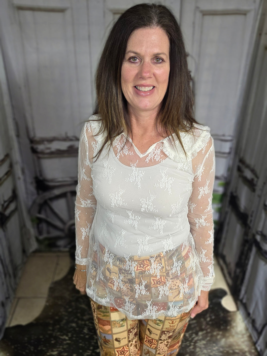 Lace Collared Ivory Top