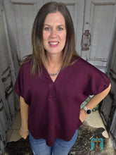 Load image into Gallery viewer, Dolman Sleeve V-Neck Top-Burgundy
