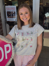 Load image into Gallery viewer, Mahjong Cap Sleeve Tee with Crystals
