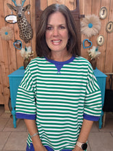 Load image into Gallery viewer, Oversized Stripe Casual Knit Top- Kelly Green/Cream
