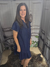Load image into Gallery viewer, Umgee Dark Denim Ruffle Dress
