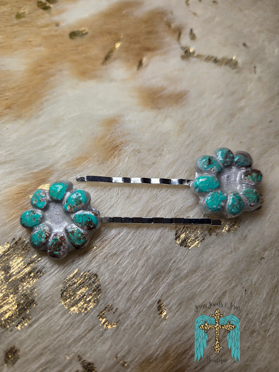 Turquoise Clay Hair Clips