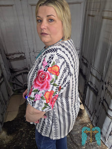 Aztec Top With Emcroidered Sleeves
