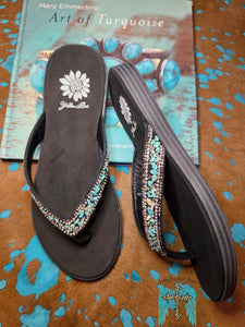 Yellow Box "Diyah" Turquoise Stone Flip Flop