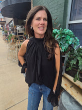 Load image into Gallery viewer, Chiffon Cold Shoulder High-Low Top-Black
