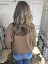 Load image into Gallery viewer, Western Bootstitch Embroidered Sweatshirt-Chocolate Brown
