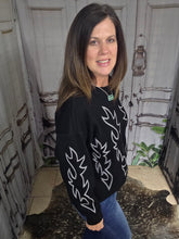 Load image into Gallery viewer, Western Bootstitch Embroidered Sweatshirt-Black
