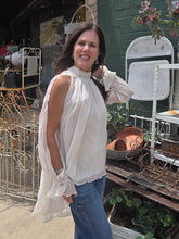 Load image into Gallery viewer, Chiffon Cold Shoulder High-Low Top-Cream
