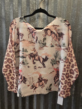 Load image into Gallery viewer, Italian Made Cowboy &amp; Leopard Sweater-One Size (Tan) LS
