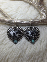 Load image into Gallery viewer, Western Heart Hand Stone Dangle Earrings

