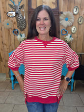 Load image into Gallery viewer, Oversized Stripe Casual Knit Top- Red/Cream
