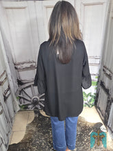 Load image into Gallery viewer, Black Ruffle Sleeve Kimono

