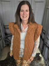Load image into Gallery viewer, Quilted Knit Ruffle Sleeved Vest-Rust
