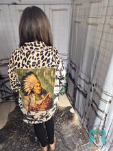 Load image into Gallery viewer, Leopard And Indian Headdress Linen Button Down Shirt/Jacket
