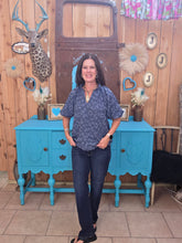 Load image into Gallery viewer, Umgee Scalloped V-Neck Short Sleeved Top-Indigo
