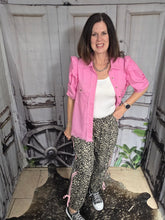 Load image into Gallery viewer, Leopard Jogger with Pink Side Stripe &amp; Bow
