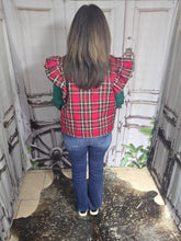 Load image into Gallery viewer, Plaid Ruffled Puffer Vest
