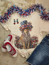 Load image into Gallery viewer, Cheetah Top Hat With Flowers Tee
